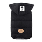 Doudoune pour chien avec capuche noire doublure grise modèle Oscar et Plume chaud et confortable