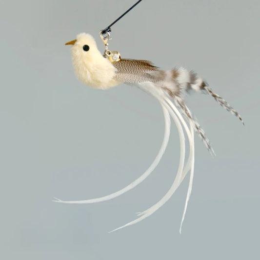 Baguette plume oiseau pour chat Oscar et Plume avec longues plumes blanches et design réaliste