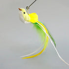 Baguette plume oiseau pour chat jaune et vert avec longue plume pour jeu félin