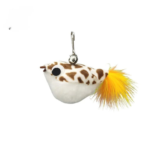 Baguette plume oiseau pour chat imitation oiseau avec clochette et plume jaune vif