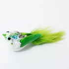 Baguette plume oiseau pour chat verte et blanche avec décorations florales Oscar et Plume