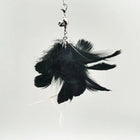 Baguette plume oiseau pour chat noire avec grelot suspendue pour jeu interactif