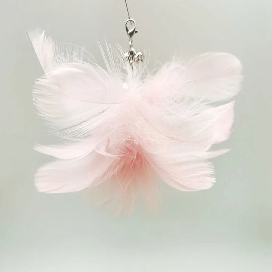 Baguette plume oiseau pour chat de couleur rose pâle par Oscar et Plume pour divertir votre animal