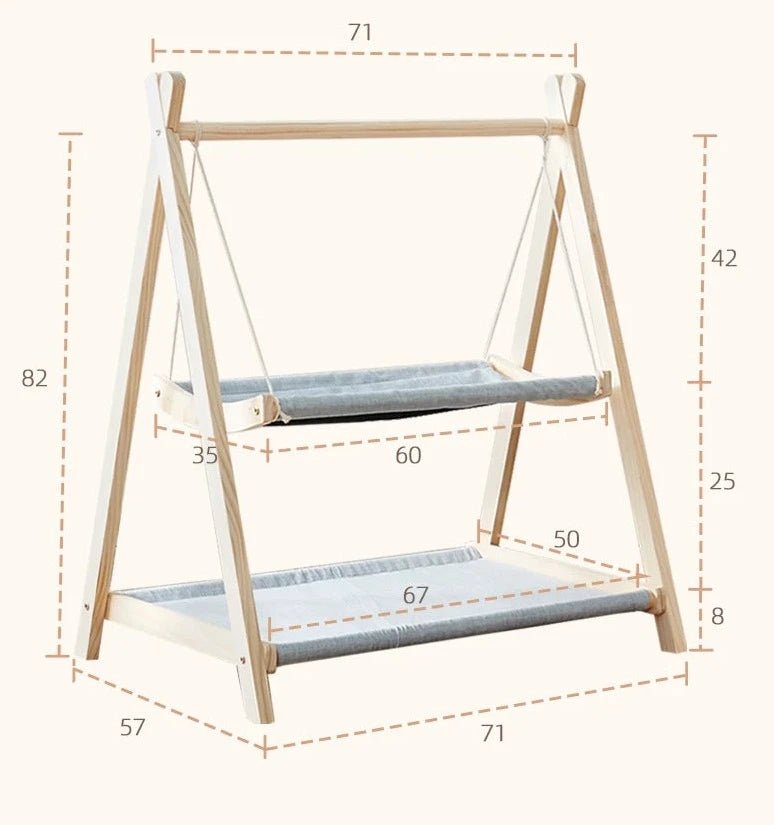 Balançoire et hamac en bois pour chat Oscar et Plume