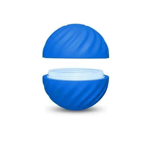 Balle interactive pour chien Oscar et Plume bleu avec ouverture pour dispenser des friandises