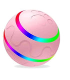 Balle interactive pour chien rose avec motifs patte et bandes lumineuses multicolores