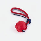 Balle résistante chien rouge avec cordon tressé pour jeux interactifs en extérieur