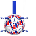 Load image into Gallery viewer, Ballon pour chien aux couleurs vives avec motifs de football et attaches pratiques pour le jeu
