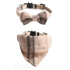 Collier pour chat avec bandana design carreaux pour chat beige et noir style élégant Oscar et Plume