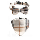 Collier pour chat avec bandana design carreaux pour chat motif beige noir et marron Oscar et Plume
