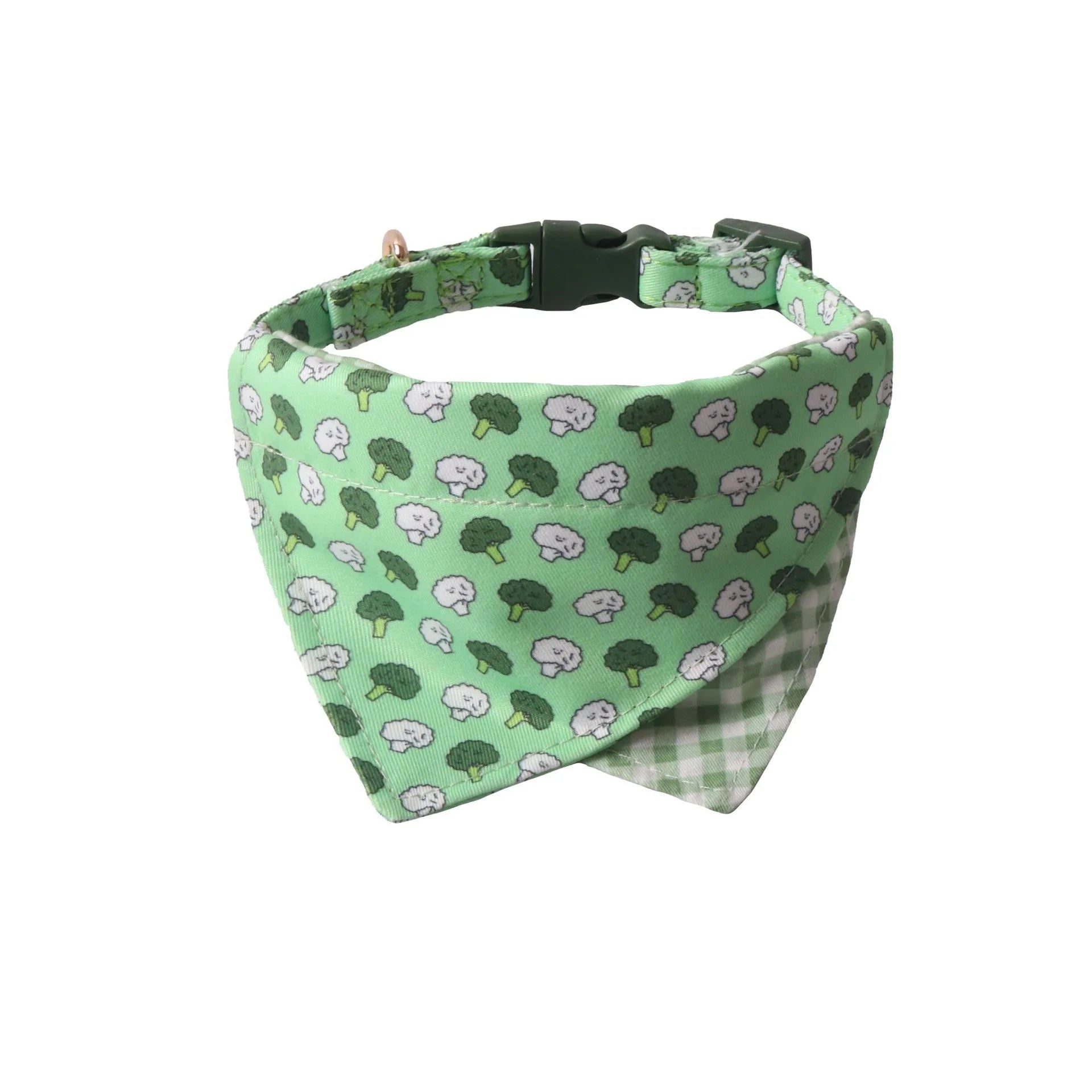 Bandana et collier assorti pour petit et moyen chien Oscar et Plume Vichy vert / S