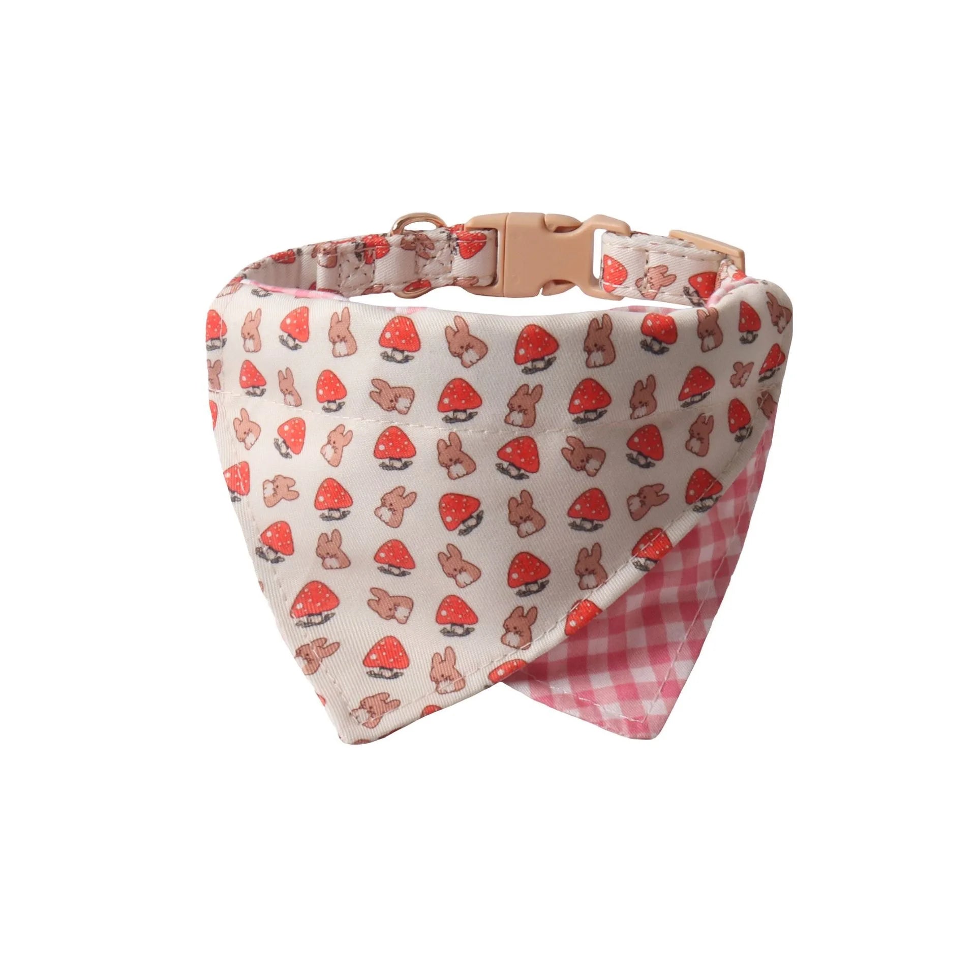 Bandana et collier assorti pour petit et moyen chien Oscar et Plume Vichy rose / M