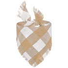 Bandana pour chien en coton à carreaux beiges et blancs avec bords effilochés pour un look stylé