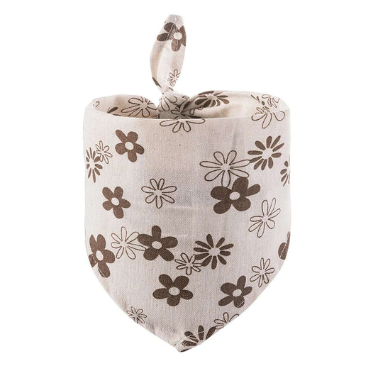 Bandana pour chien fleurs beige avec motifs floraux marron signé Oscar et Plume
