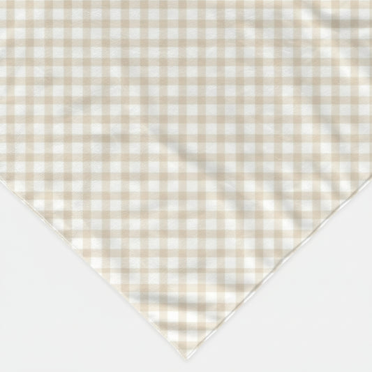 Bandana pour chien motif vichy beige avec un design à carreaux élégant pour animaux de compagnie