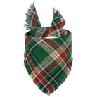 Bandana pour chien à motifs tartan vert et rouge avec bordures effilochées pour animaux stylés