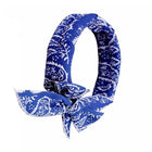Bandana rafraîchissant pour chien bleu avec motifs blancs signé Oscar et Plume