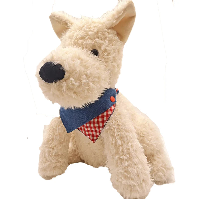 Jouet en peluche de chien avec bandana réglable pour chien et chat en tissu à carreaux