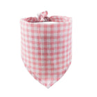 Bandana Vichy pour chien en tissu rose à carreaux blanc avec nœud ajustable
