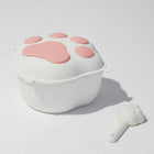 Boîte croquette pour chien en forme de patte blanche et rose avec cuillère assortie
