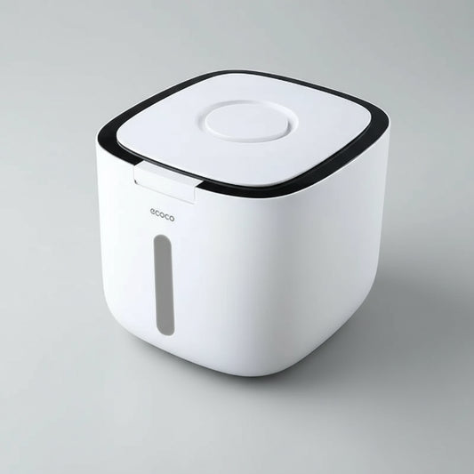 Boîte croquettes hermétique blanche avec fenêtre de niveau pour garder la nourriture fraîche