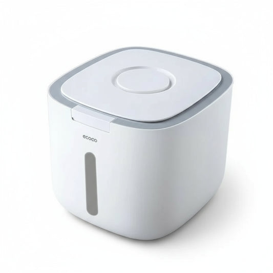 Boîte croquettes hermétique blanche avec ouverture facile et fenêtre de contrôle 