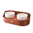 Bol céramique design pour chien avec support marron pour alimentation et eau