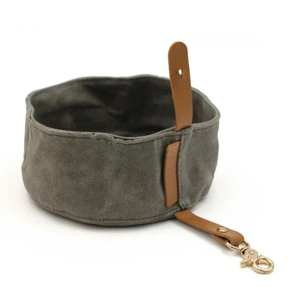 Bol en toile étanche pliable pour chat et chien Oscar et Plume Gris foncé