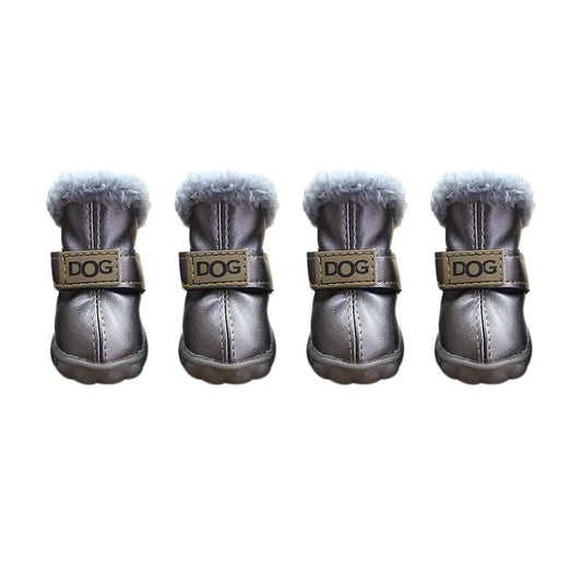 Bottes pour petit chien en cuir avec doublure en fourrure gris foncé par Oscar et Plume