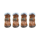 Bottes pour petit chien en cuir marron avec fourrure blanche et fermeture velcro Oscar et Plume