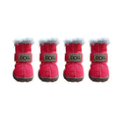Bottes pour petit chien rouges avec doublure en fourrure et semelles antidérapantes Oscar et Plume