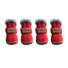 Bottes pour petit chien rouges avec intérieur en fourrure et semelles antidérapantes Oscar et Plume