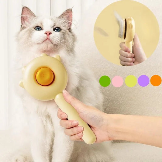 Brosse poil de chat design avec bouton poussoir Oscar et Plume