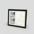 Cargar la imagen en la vista de la galería, Cadre empreintes chien et chat en noir avec deux photos et empreintes de pattes sur fond blanc

