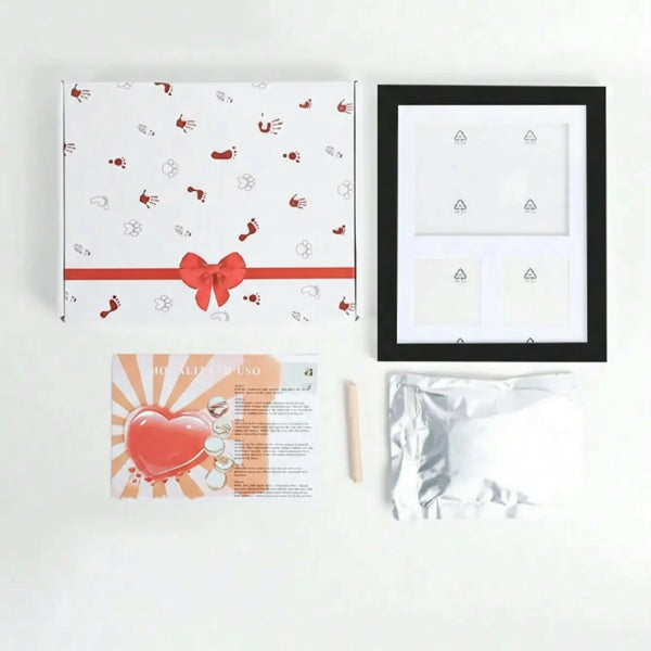 Cadre empreintes chien et chat noir avec kit complet pour créer des souvenirs de vos animaux de compagnie