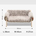 Charger l'image dans la visionneuse de la galerie, Canapé pour chat et chien gris en fausse fourrure avec structure en bois naturel dimensions 56x45x27 cm
