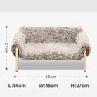 Canapé pour chat et chien gris en fausse fourrure avec structure en bois naturel dimensions 56x45x27 cm