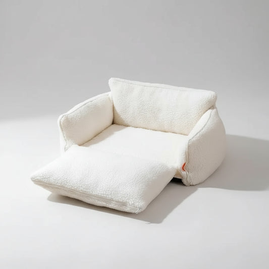 Canapé pour chien et chat en peluche blanche, doux et confortable pour animaux domestiques