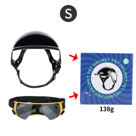 Casque et lunette pour chien taille S noir avec emballage de la marque Oscar et Plume