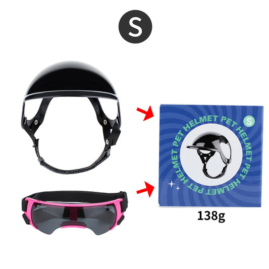 Casque et lunette pour chien taille S noir et rose avec packaging Oscar et Plume
