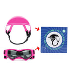 Casque pour chien avec lunettes rose de la marque Oscar et Plume pour la protection des chiens