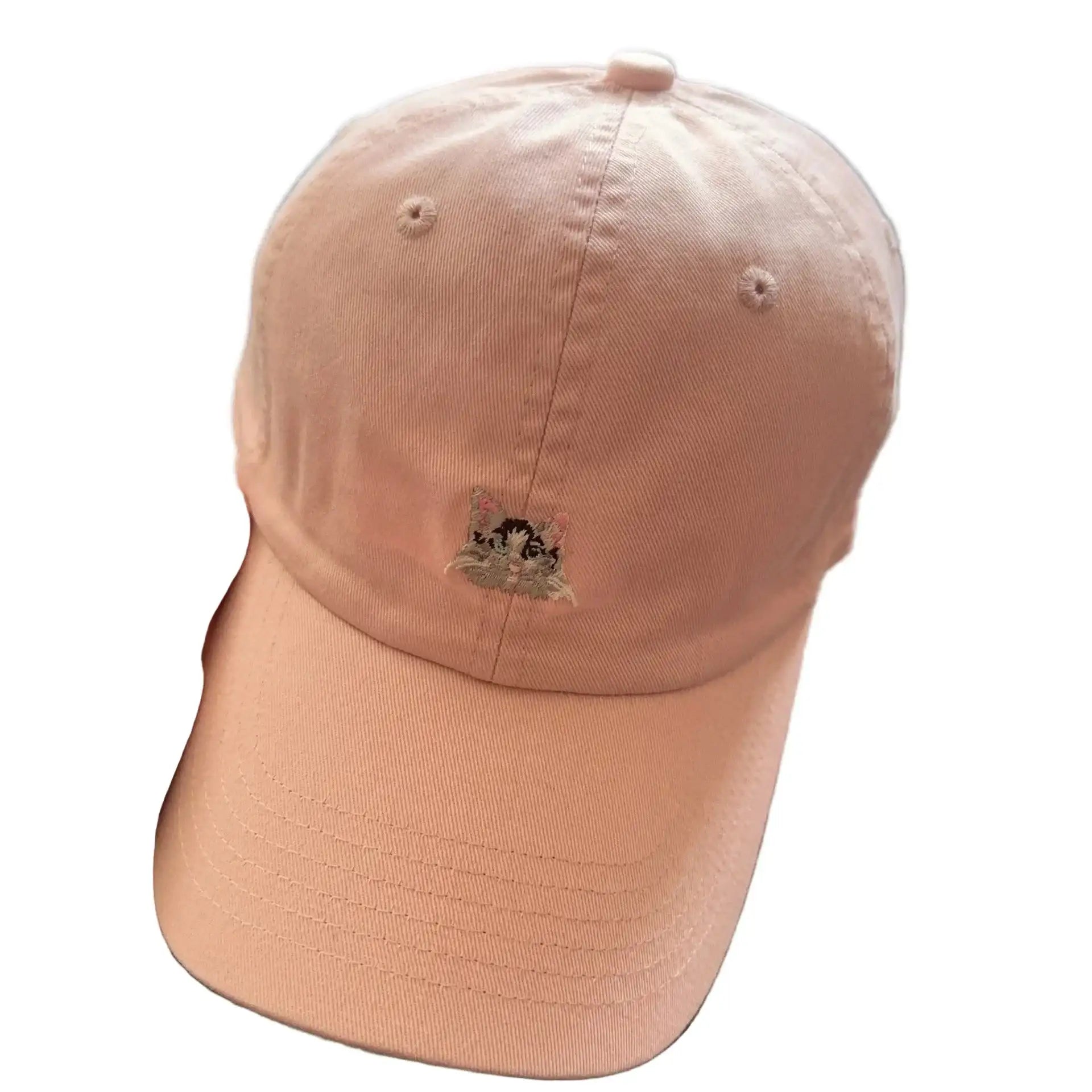 Casquette avec motif chat en rose avec broderie de chat mignon sur le devant