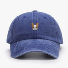 Casquette bulldog en denim bleu avec un motif de bulldog brodé sur le devant
