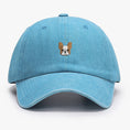 Load image into Gallery viewer, Casquette bulldog en bleu avec broderie de tête de bulldog sur le devant
