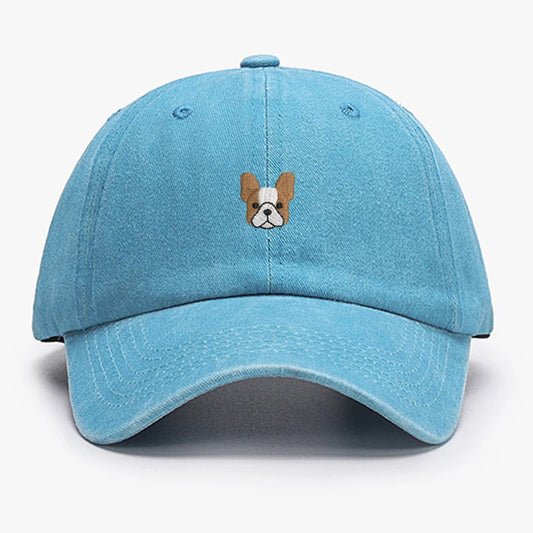 Casquette bulldog en bleu avec broderie de tête de bulldog sur le devant