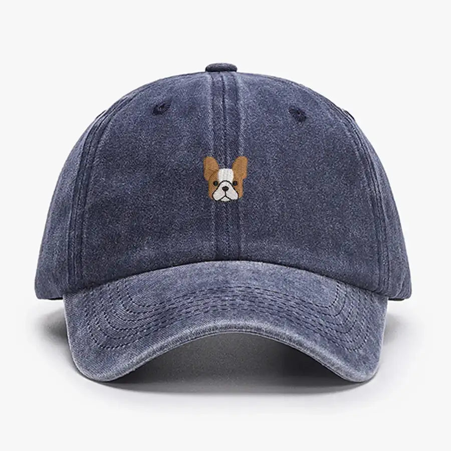 Casquette bulldog en denim avec un motif de bulldog brodé sur le devant