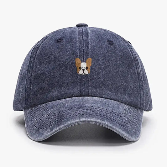 Casquette bulldog en denim avec un motif de bulldog brodé sur le devant