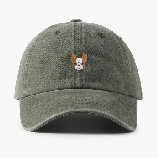 Casquette bulldog en vert avec un motif de bulldog brodé à l'avant