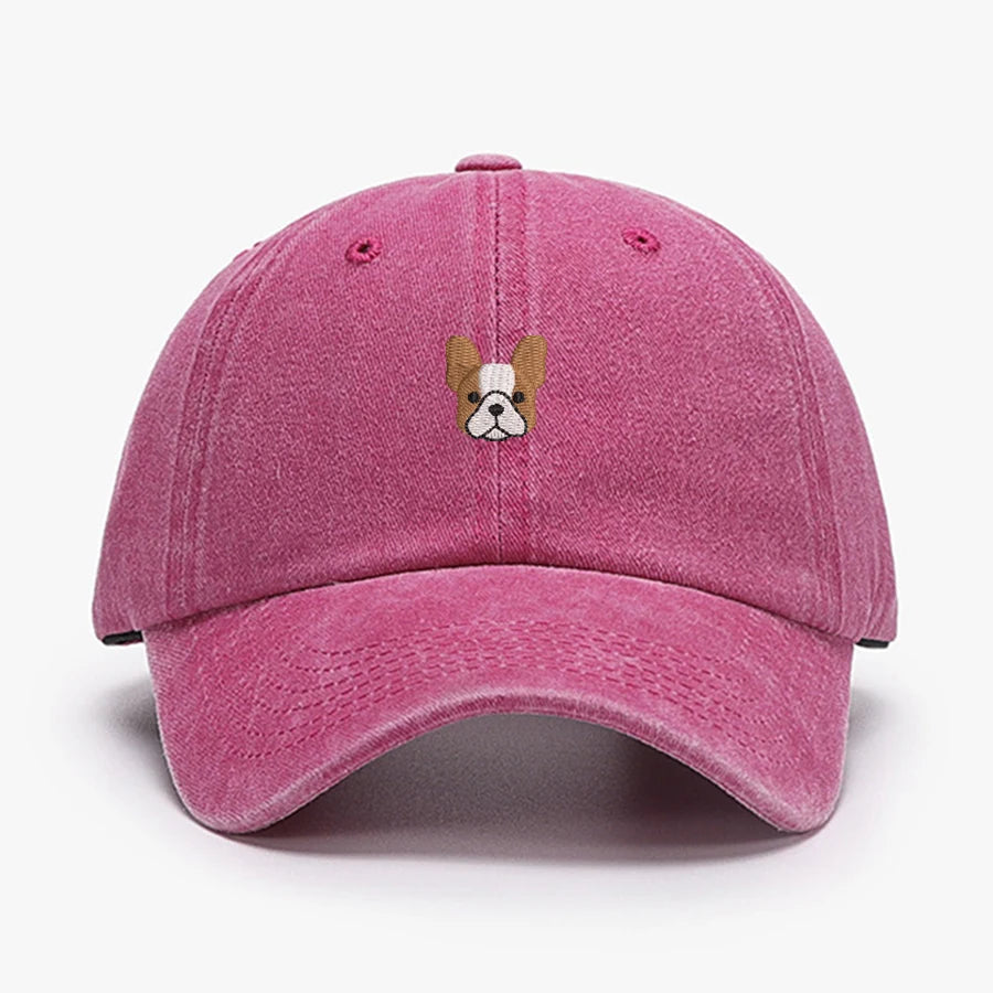 Casquette bulldog rose avec broderie d'un bulldog sur le devant pour les amoureux des chiens
