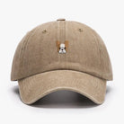 Casquette bulldog en toile beige avec un motif de bulldog brodé sur le devant